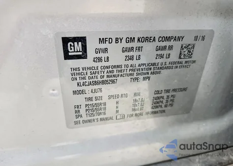 2017 Buick Encore Preferred из США, поврежденный, VIN KL4CJASB6HB052967